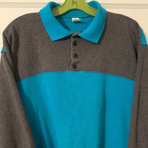 Vintage Tultex Color Block Rugby Style Sweatshirt - Picture 2 of 8